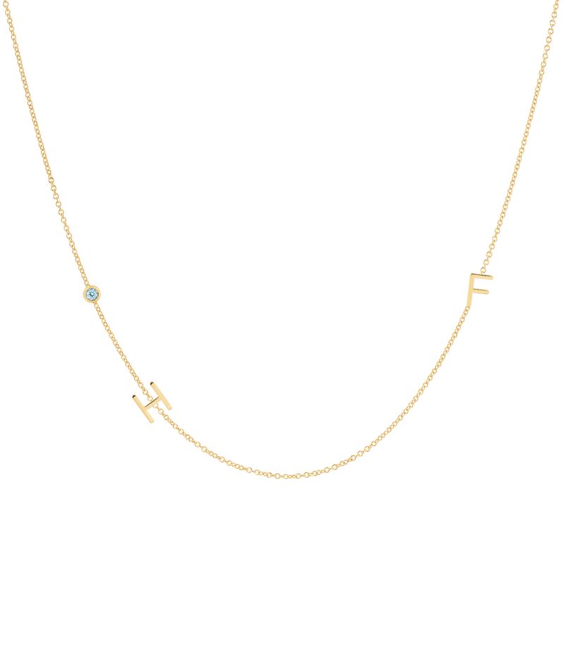 Custom 2 Initial & Birthstone Necklace in Gold