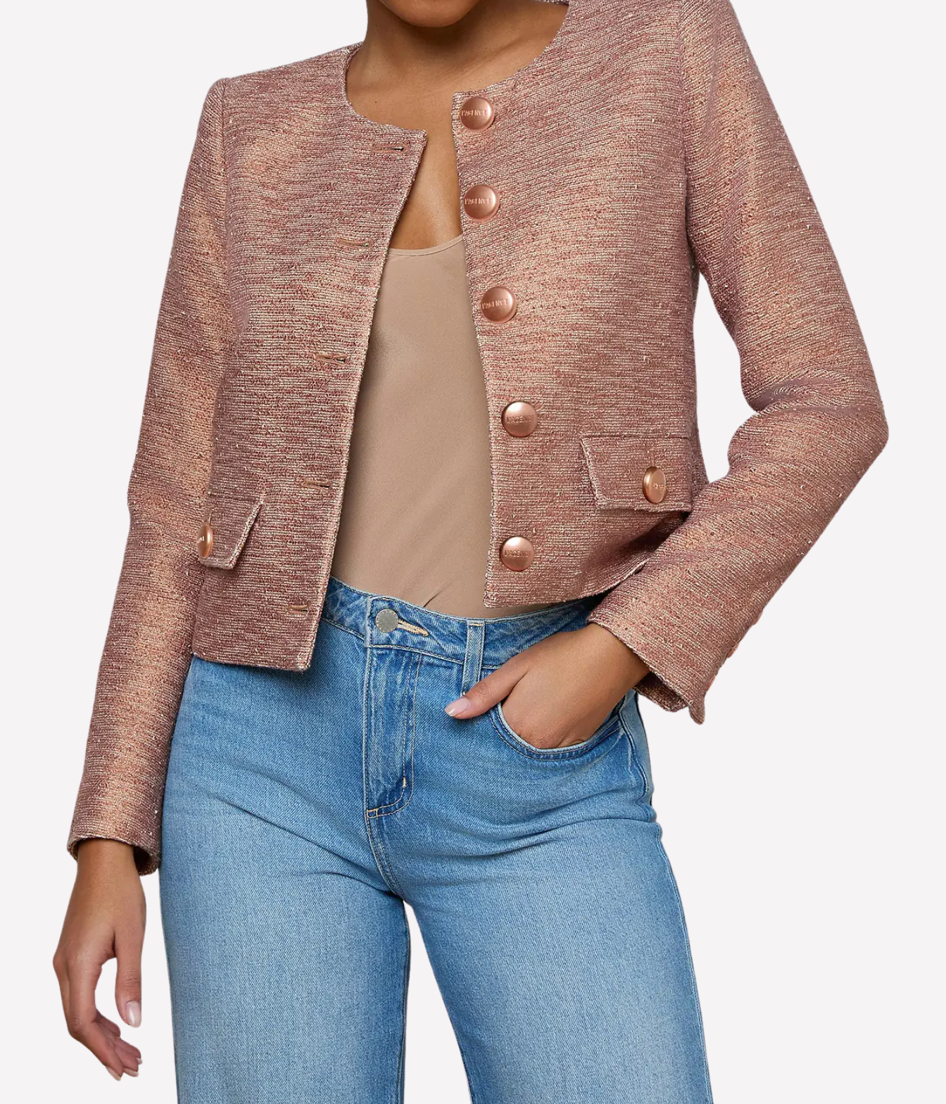 Zell Collarless Jacket In Light Auburn