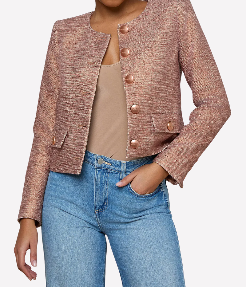 Zell Collarless Jacket In Light Auburn