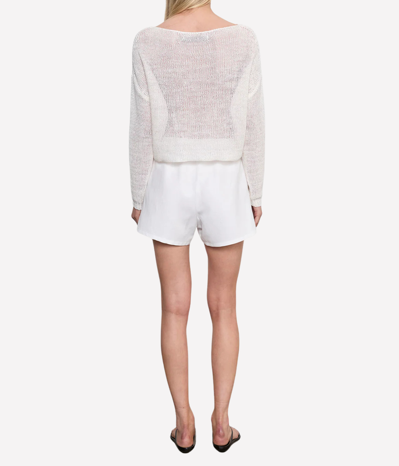 Linen Open Bateau Top In White