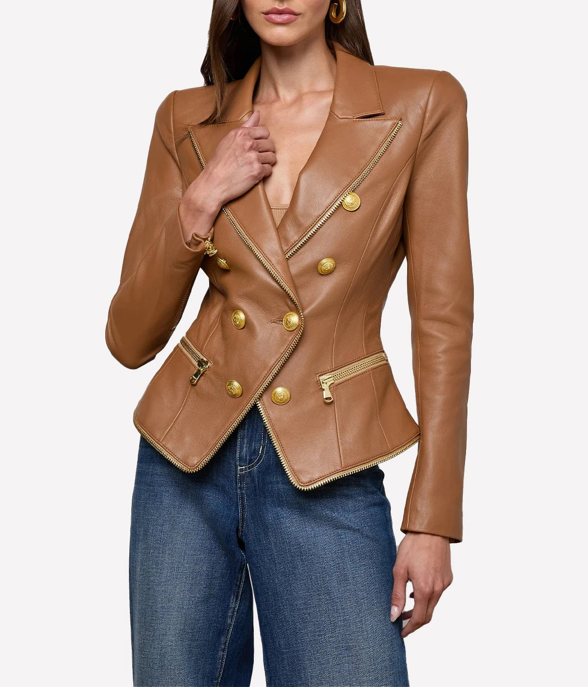 Ottilie Zip Blazer in Soft Cognac