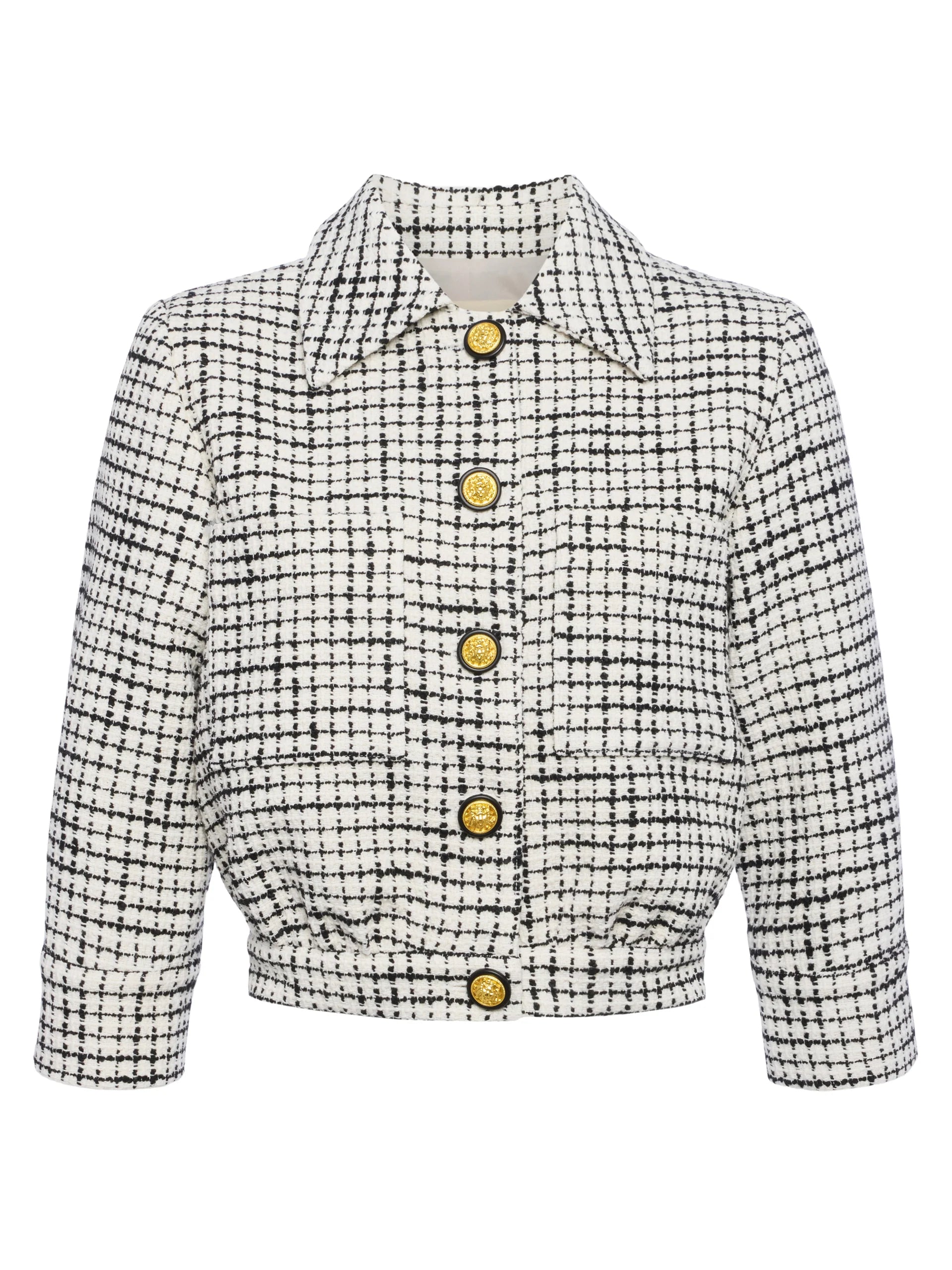 Jia Cropped 3/4 Sleeve Jacket in Ecru Black