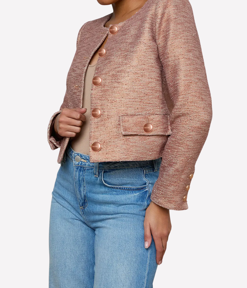 Zell Collarless Jacket In Light Auburn