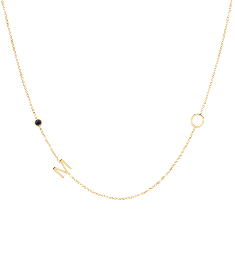 Custom 2 Initial & Birthstone Necklace in Gold