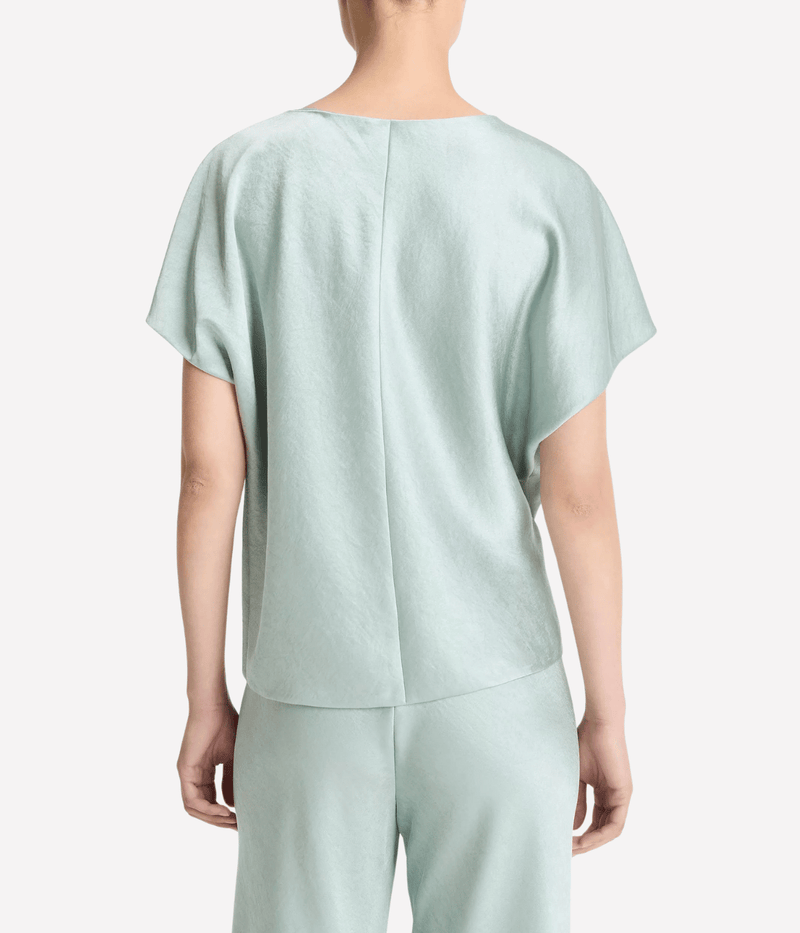 Draped Dolman Sleeve Blouse in Aloe Stone