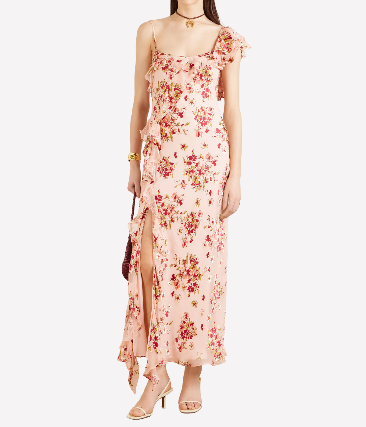 Ester Dress in Bouquet Devore Pink