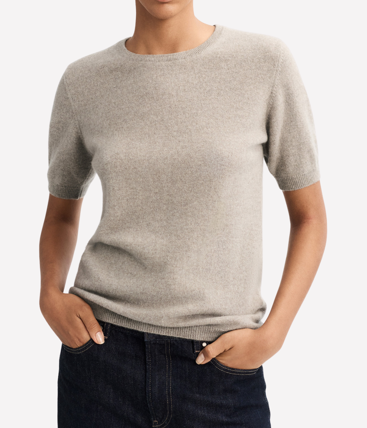 Short Sleeve Crewneck in Greige