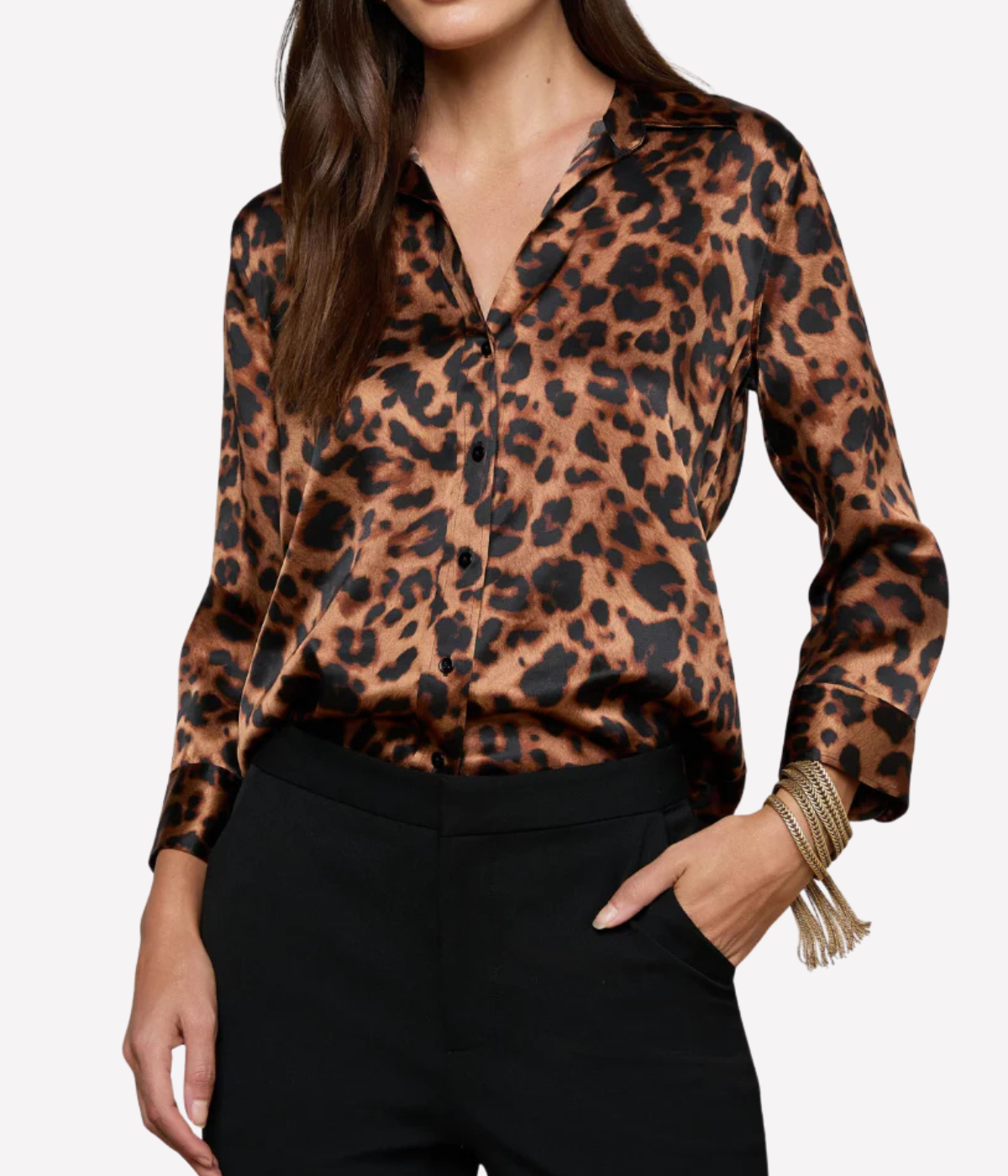 Dani 3/4 Sleeve Blouse in Brown Multi Leopard