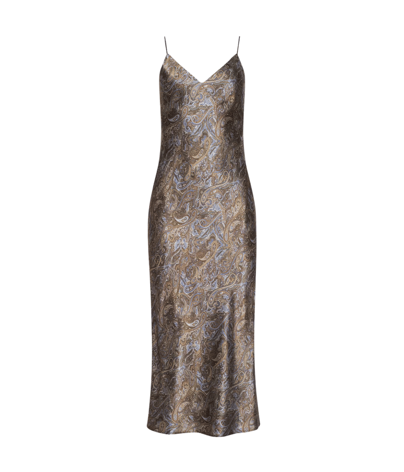 Seridie Midi Dress in Neutral Blue Paisley