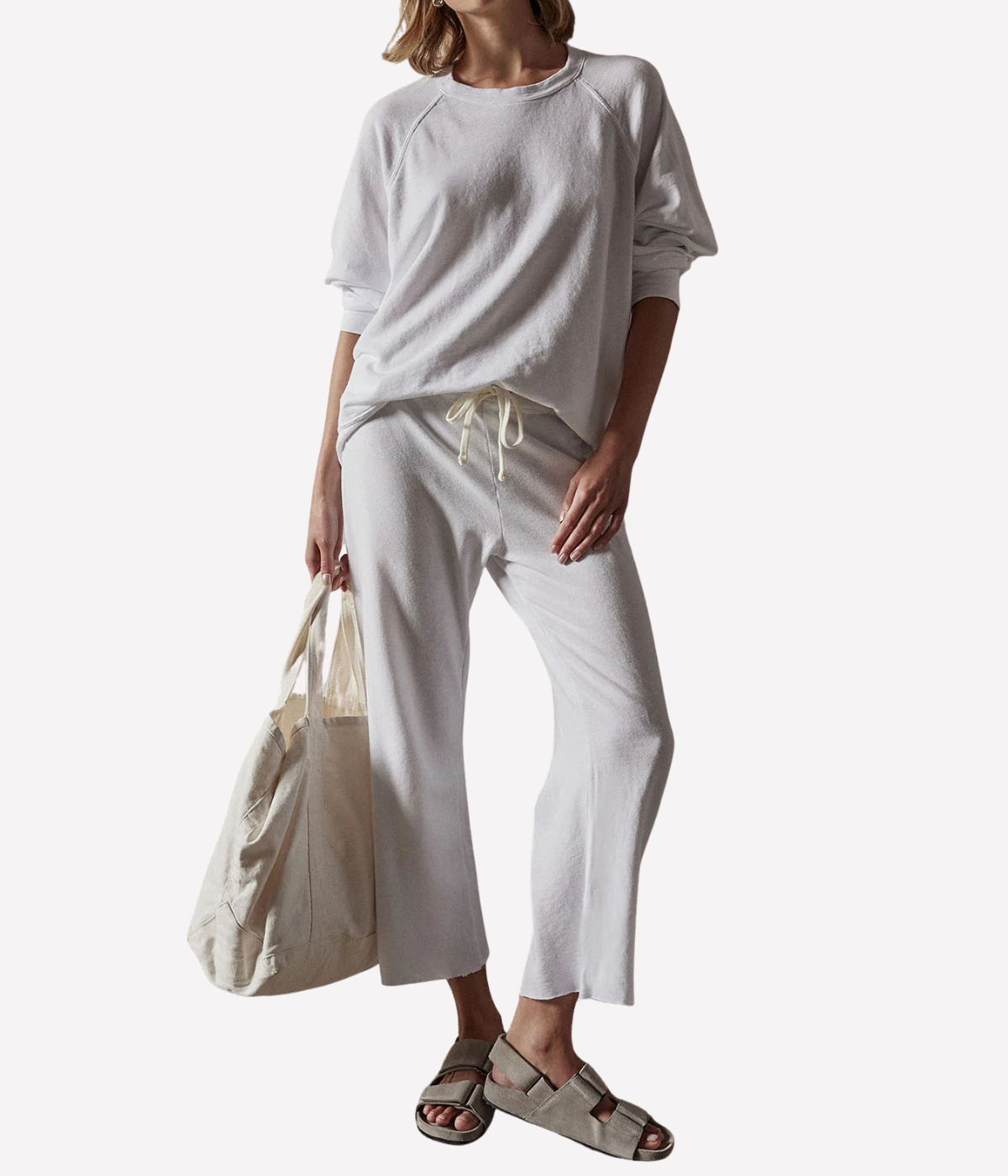 French Terry Relaxed Sweatshirt in WHITE