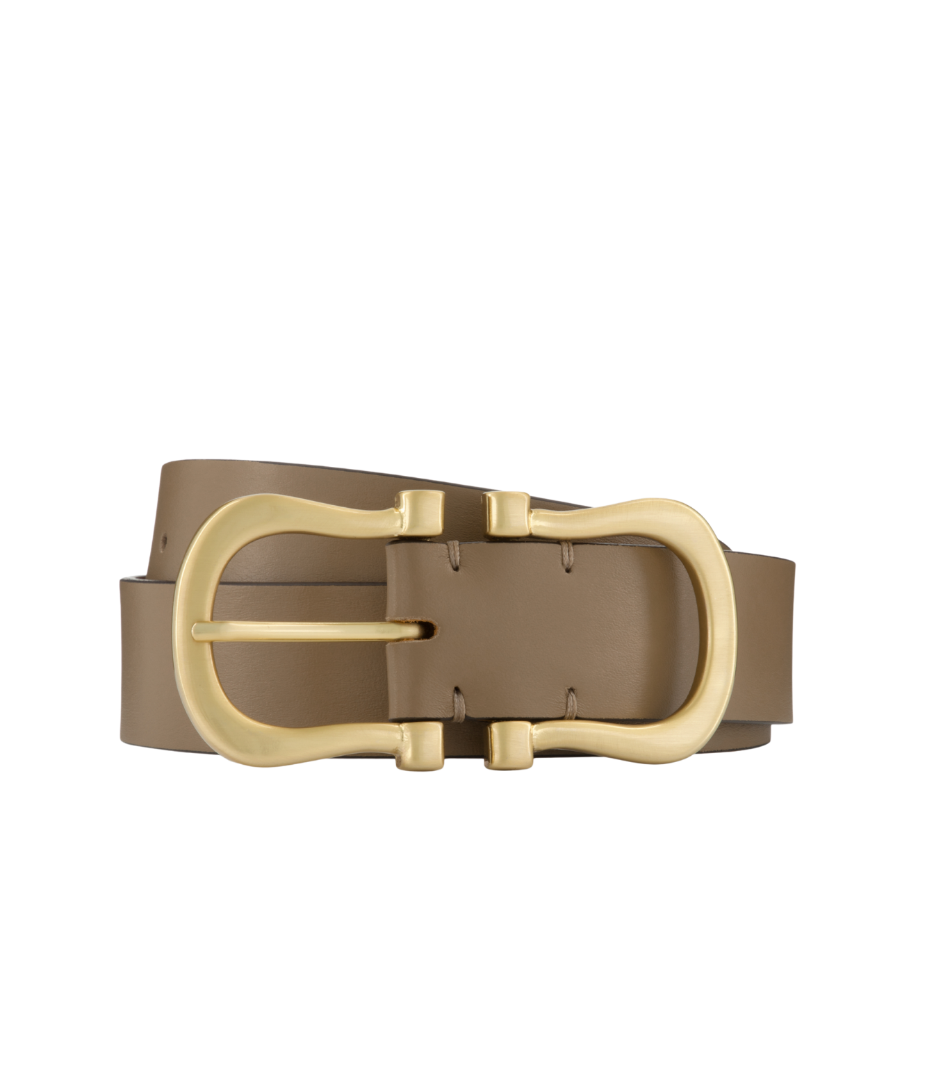 Brushed Gold Nicky X Belt in Mushroom
