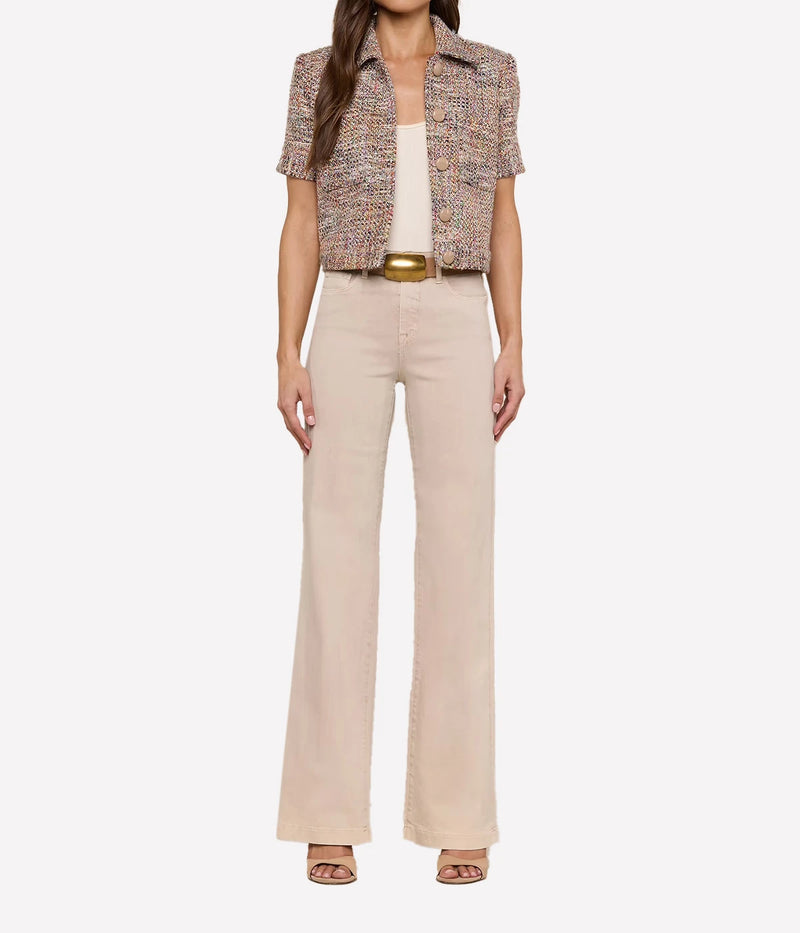 Chita Crop Short Sleeve Jacket in Rainbow Tweed