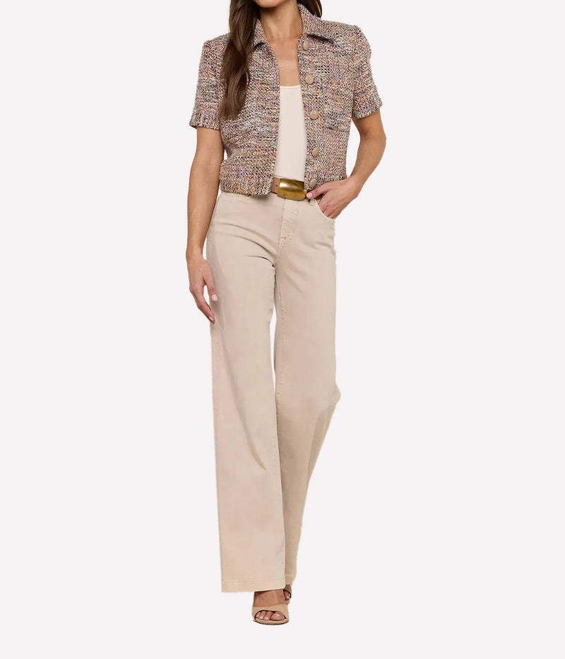 Chita Crop Short Sleeve Jacket in Rainbow Tweed