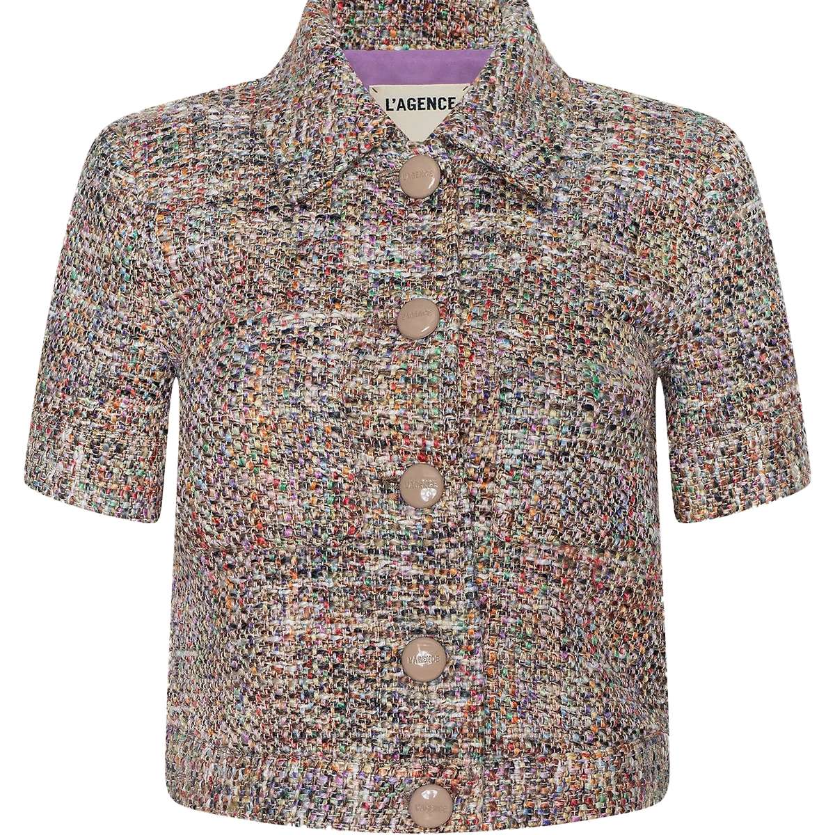 Chita Crop Short Sleeve Jacket in Rainbow Tweed