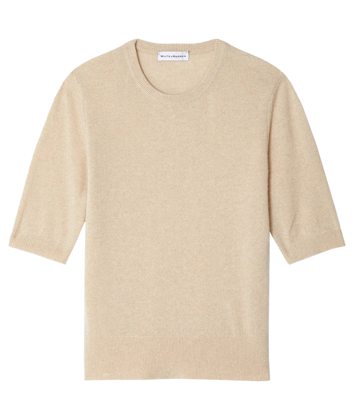 Cashmere Elbow Sleeve Tee in Sand Heather