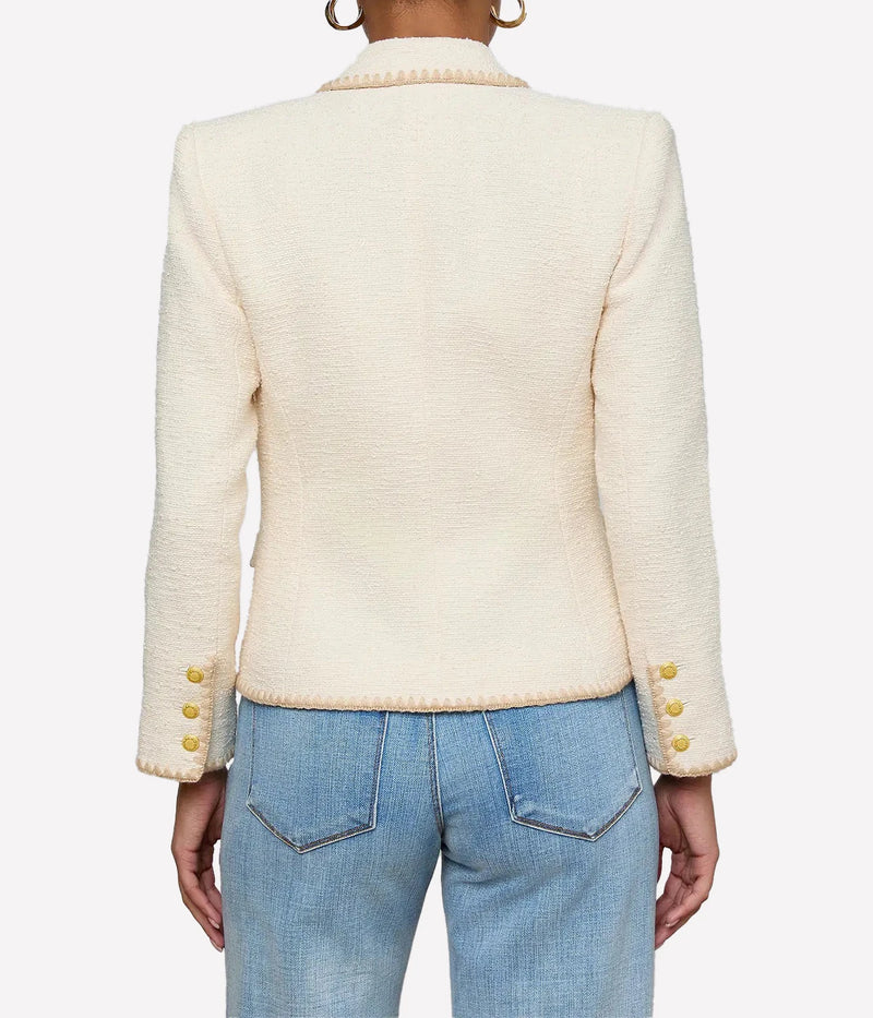 Wylla Short Structured Blazer In Ecru Biscuit