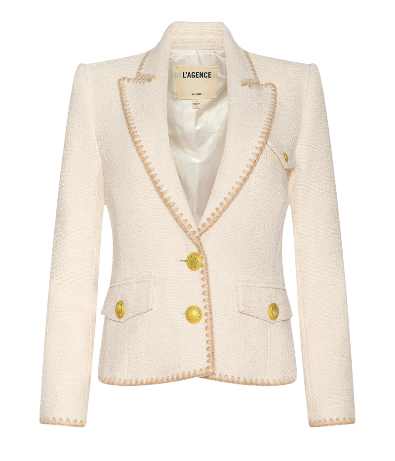 Wylla Short Structured Blazer In Ecru Biscuit