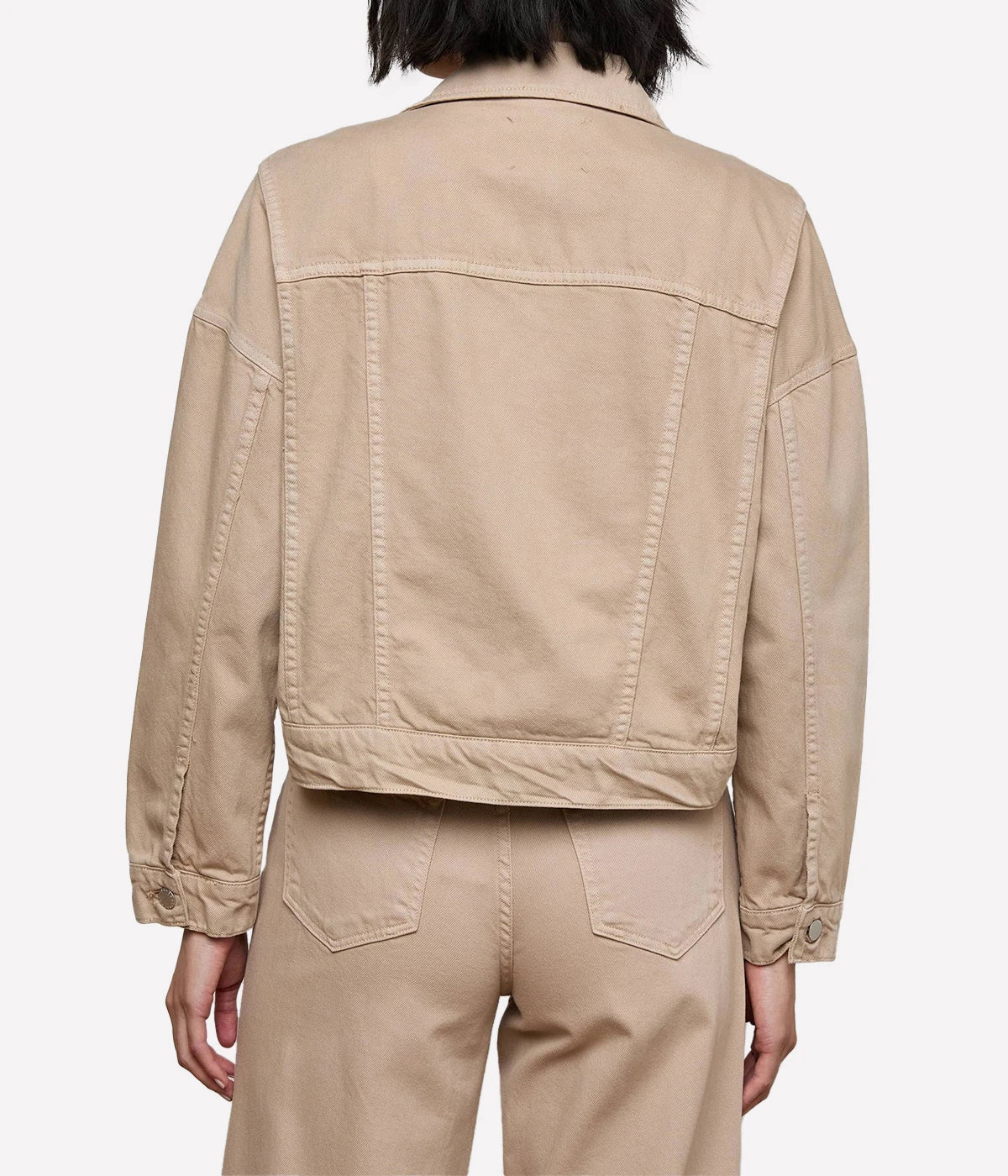Vianney Hi-Lo Crop Jacket in Pale Khaki