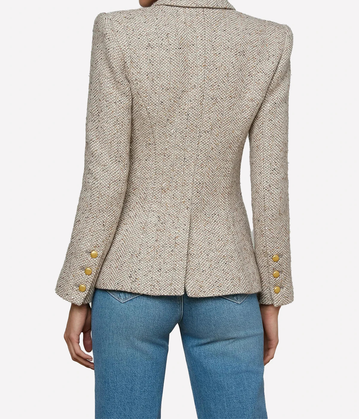 Kyomi Double Breasted Blazer In Neutral Multi Tweed