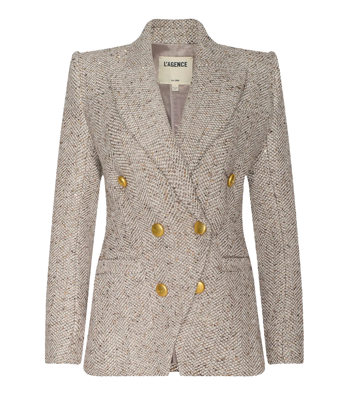 Kyomi Double Breasted Blazer In Neutral Multi Tweed