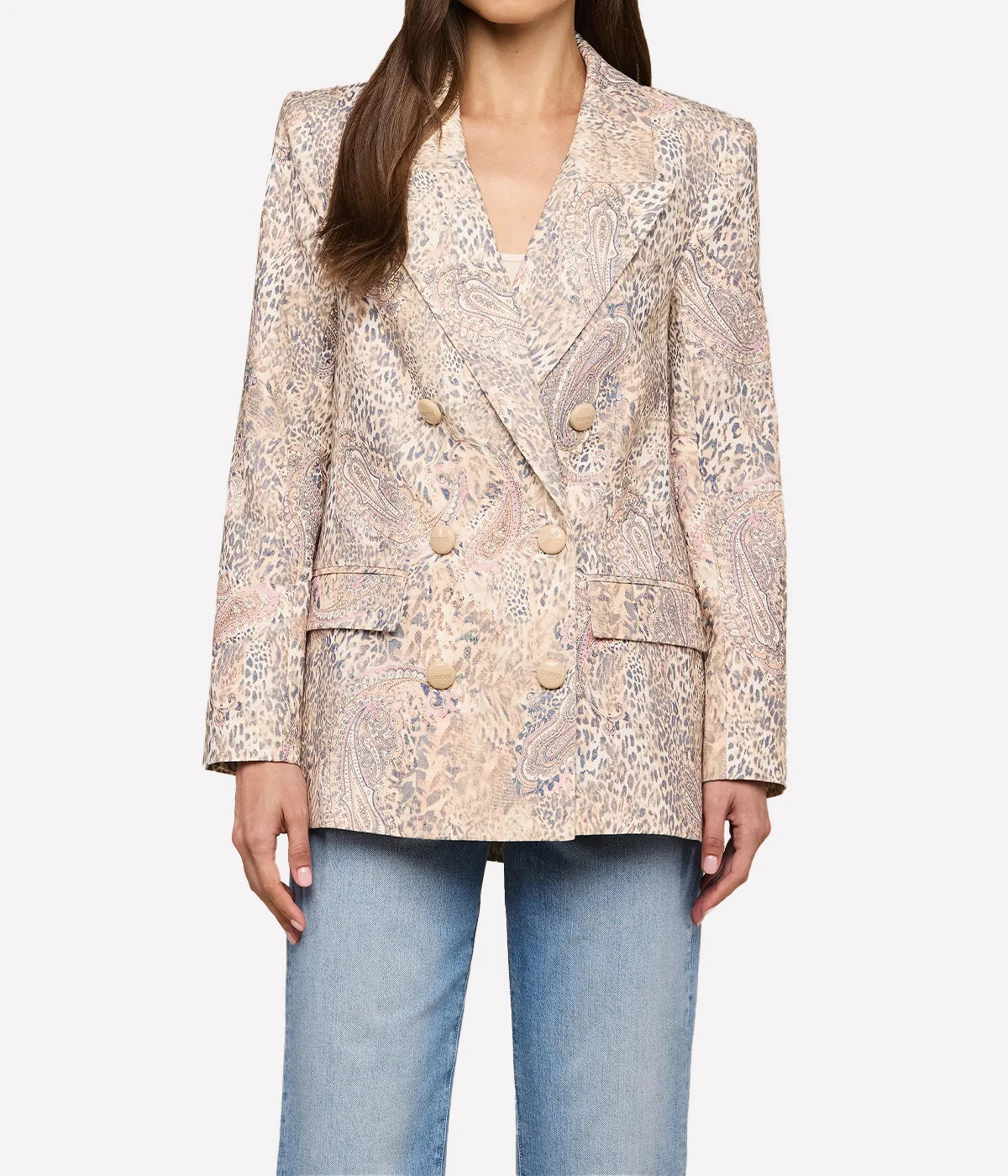 Cambrie Oversized Blazer In Tan Valencia Leopard