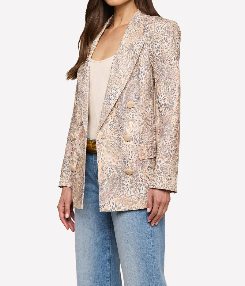 Cambrie Oversized Blazer In Tan Valencia Leopard