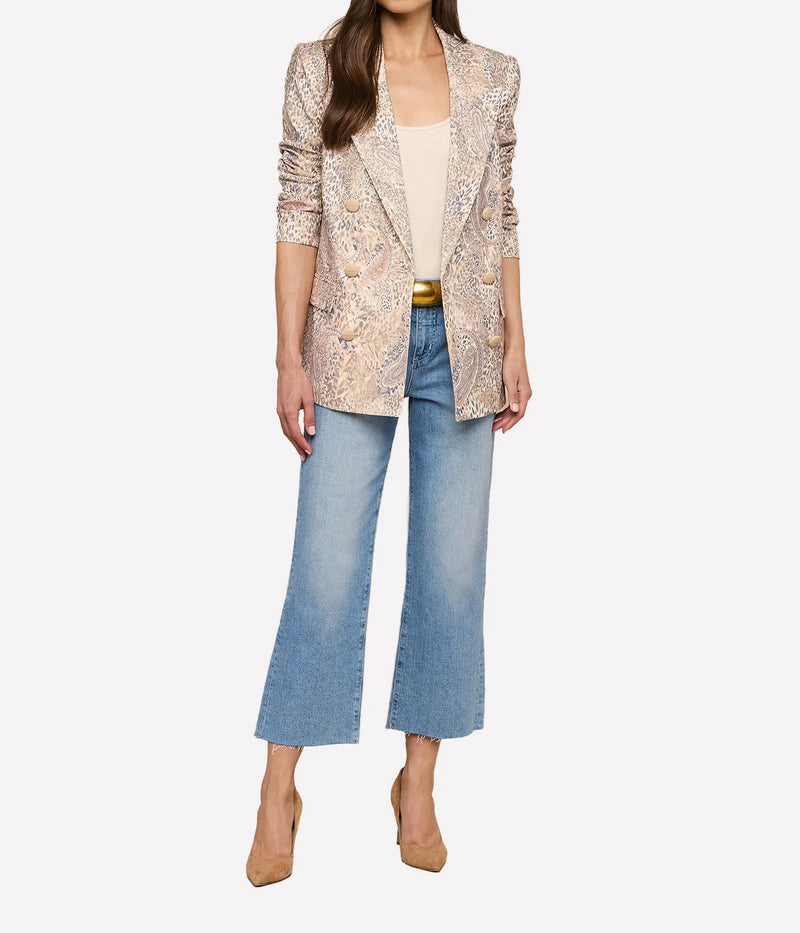 Cambrie Oversized Blazer In Tan Valencia Leopard