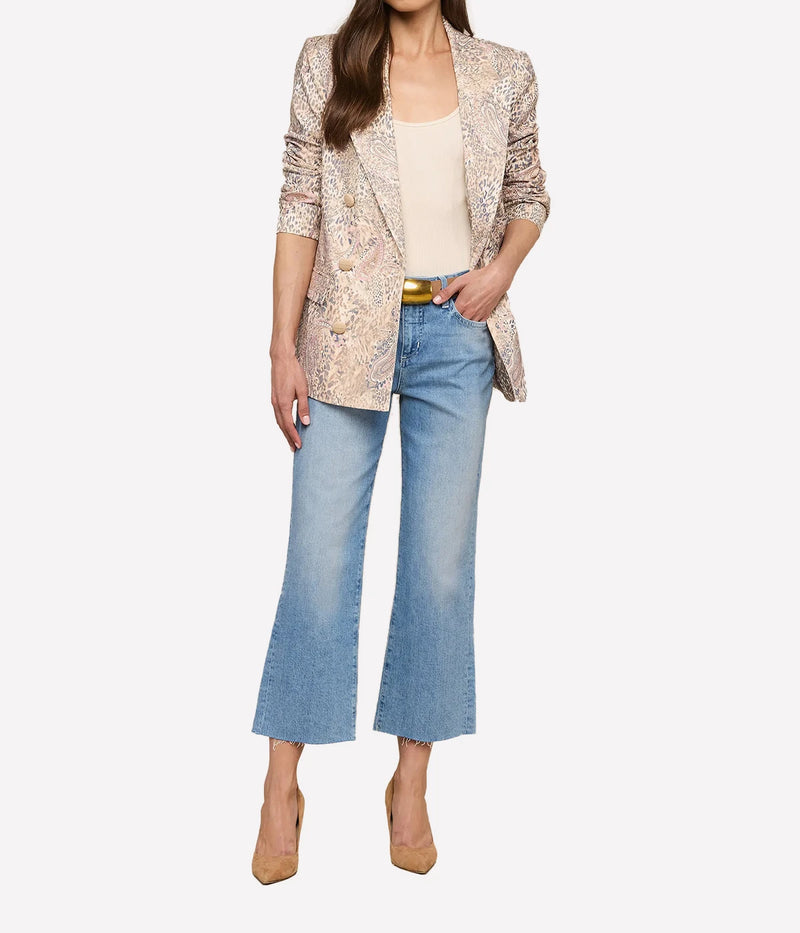 Cambrie Oversized Blazer In Tan Valencia Leopard