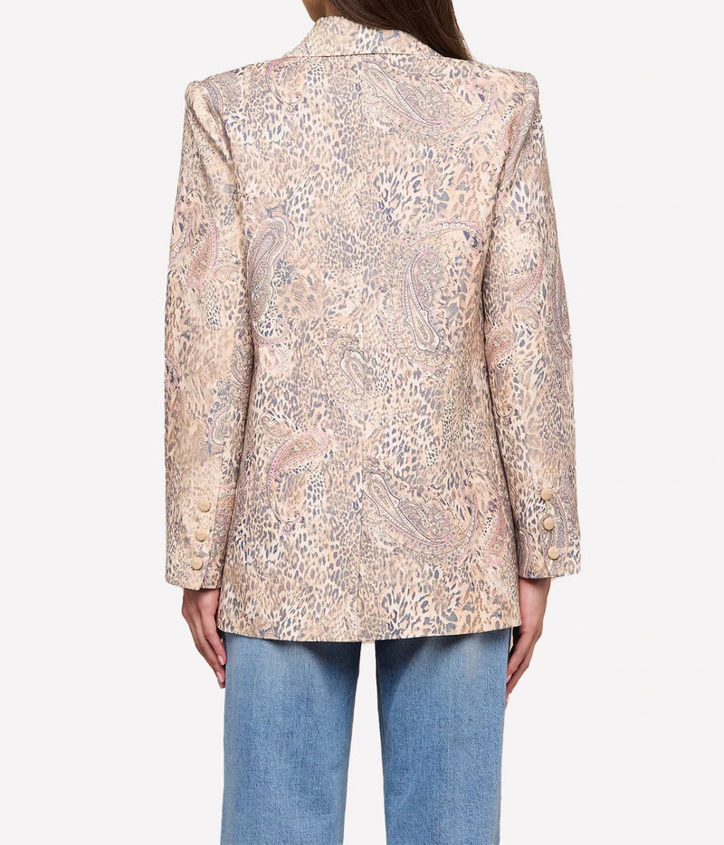 Cambrie Oversized Blazer In Tan Valencia Leopard