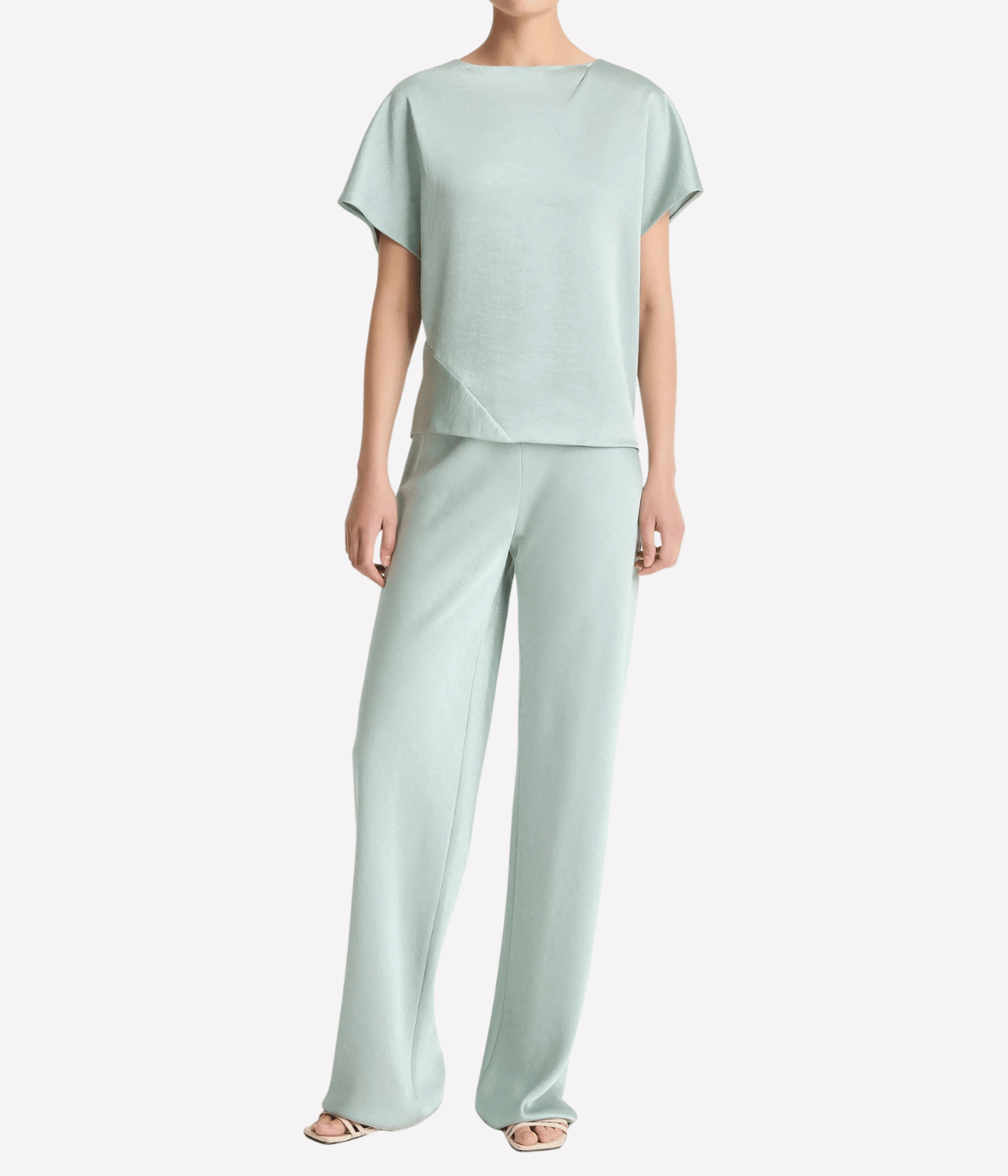 Draped Dolman Sleeve Blouse in Aloe Stone