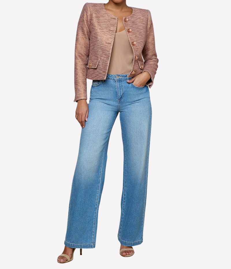 Zell Collarless Jacket In Light Auburn