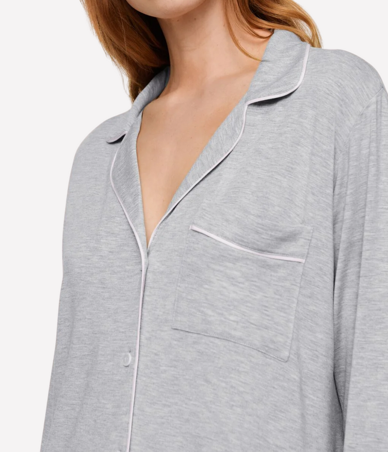 Gisele Sleepshirt In Heather Grey And Sorbet Pink