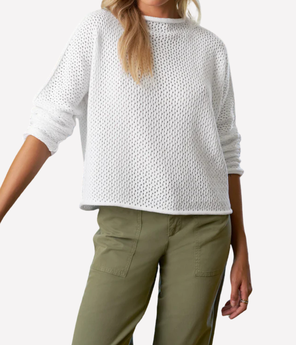 Monterey Pointelle Sweater In White