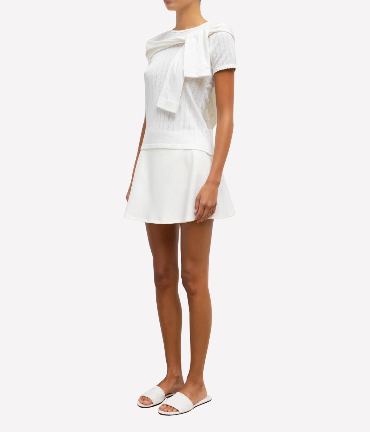 Pointelle Slim Fit Tee in White