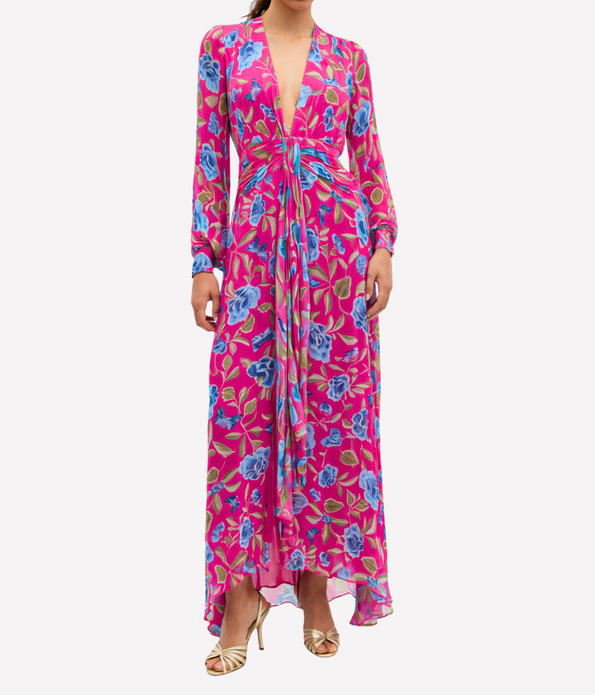 Meera Dress in Butterfly Floral Magenta