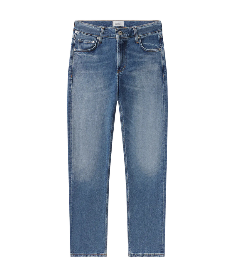 Citizens of Humanity Anissa Low Rise Straight Jean in Alma, flat lay view of straight leg denim jeans