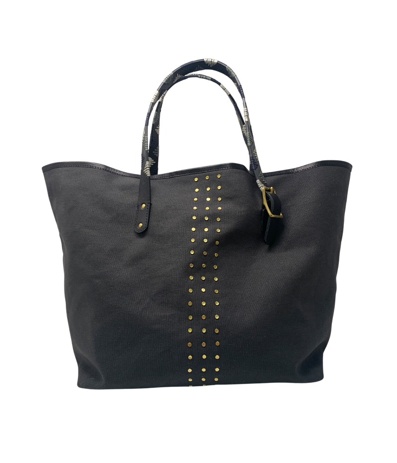 Stud Canvas Tote In Charcoal
