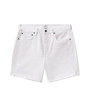 Citizens of Humanity Marlow Long Short In Lumier, laid flat, showing the bright white wash and clean hem