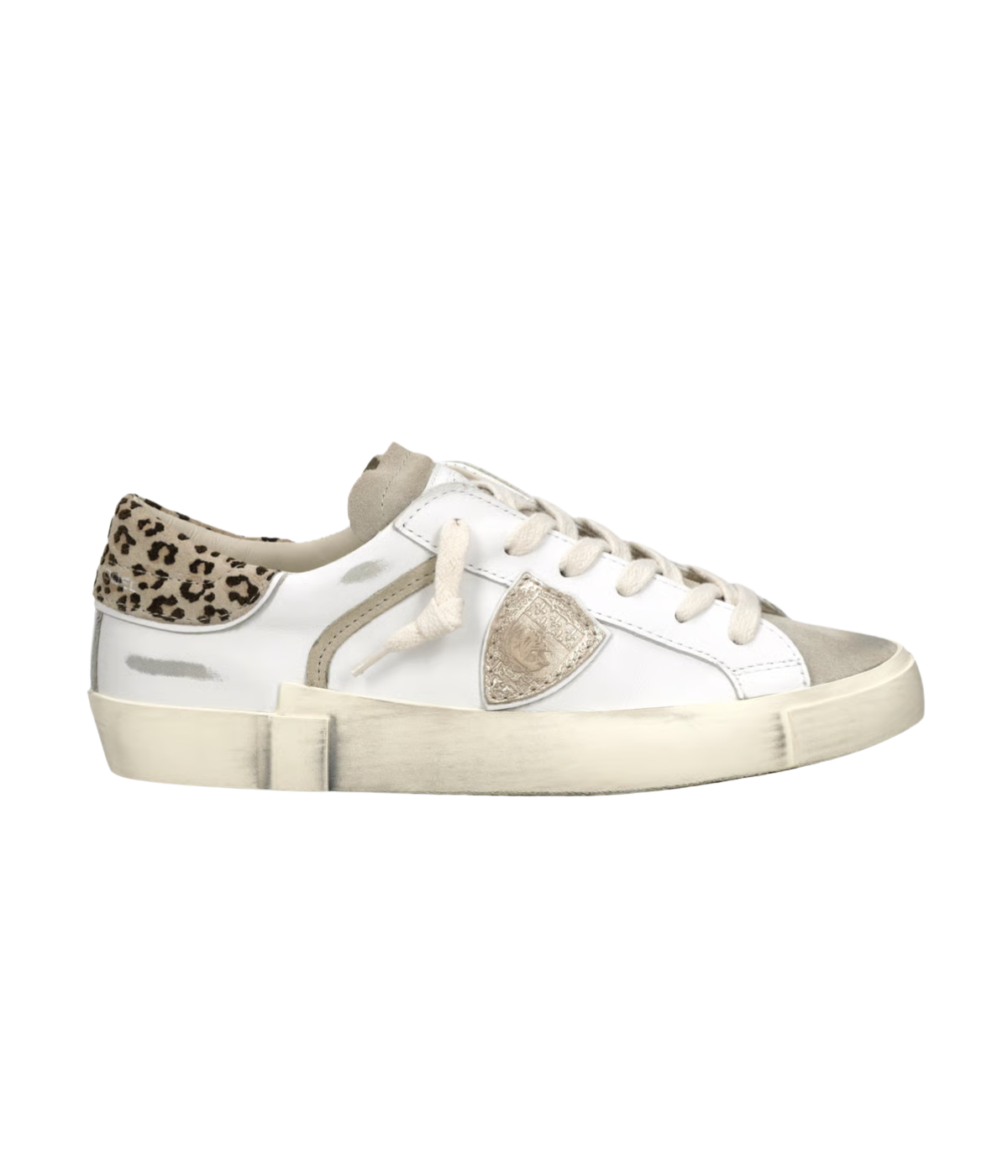 PRSX Low Woman In Veau Leo Blanc Mud