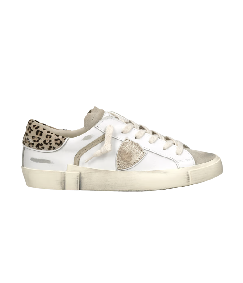 PRSX Low Woman In Veau Leo Blanc Mud
