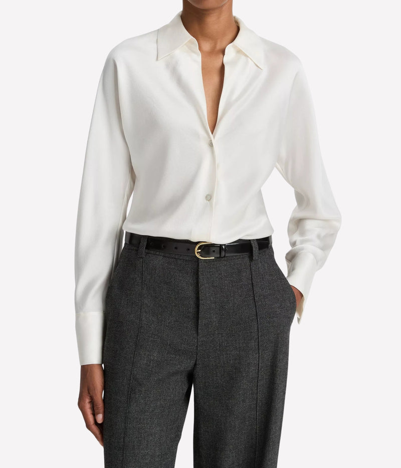 Bias Long Sleeve Blouse in Off White