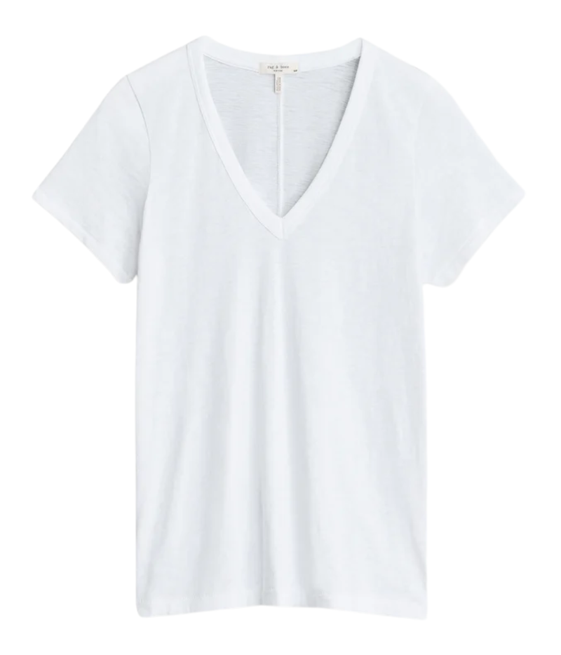 The Slub V T Shirt in Bright White
