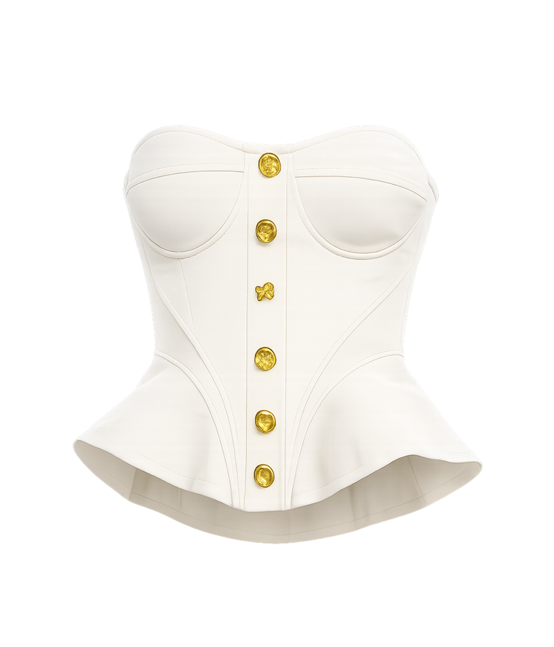 Anna Structured Peplum Corset In Ivory