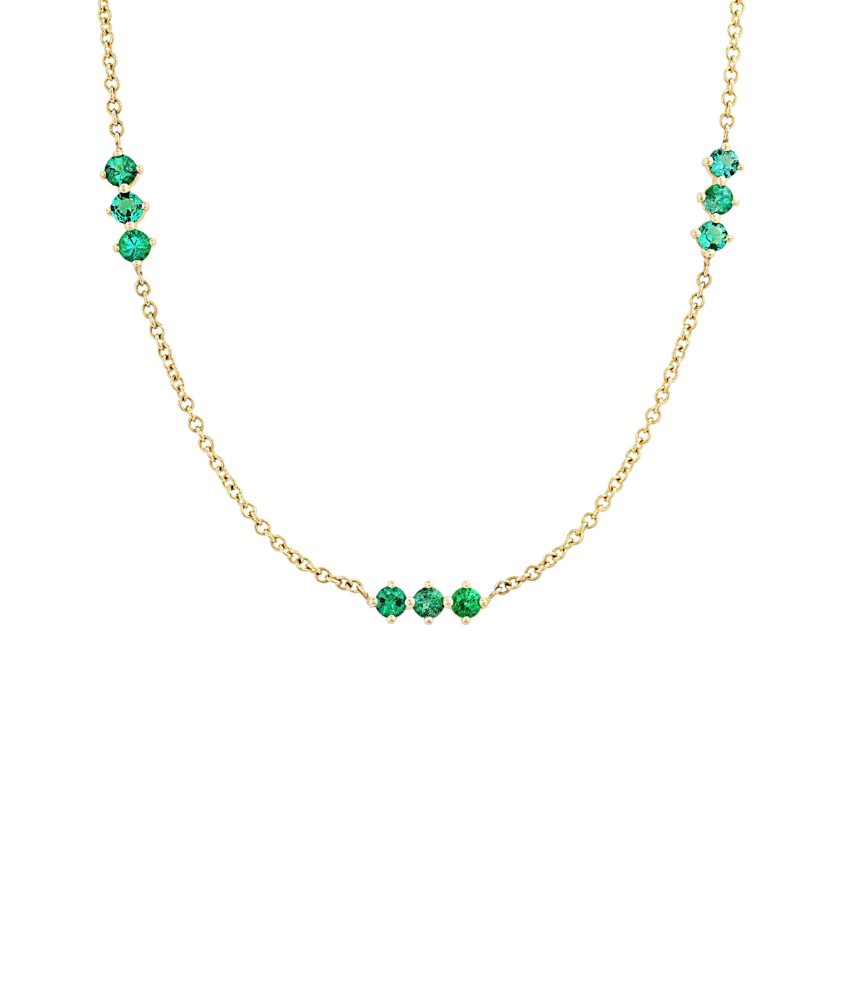 3 x 3 Emerald Necklace in 14k Yellow Gold