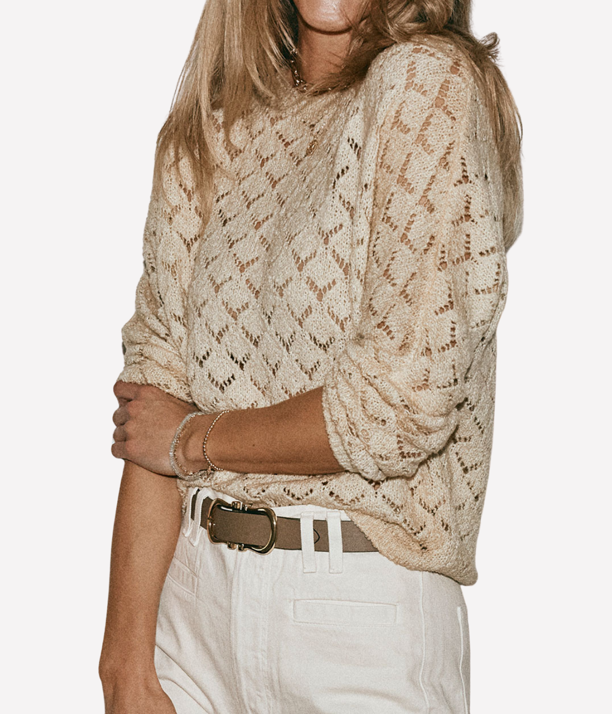 Merino Silk Boat Neck Pullover in Burro