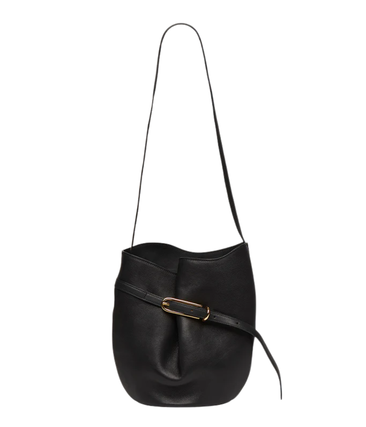 Small Belted Bucket Bag in black
