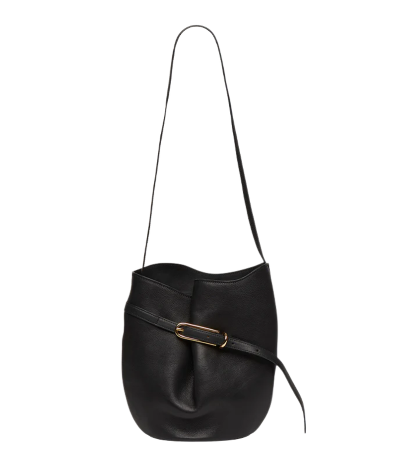 Small Belted Bucket Bag in black