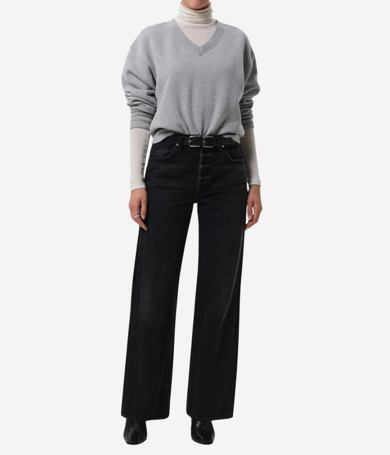 Citizens of Humanity Annina Jean in Raine worn on model, full length front view of high-rise straight leg denim jeans showing fit and silhouette