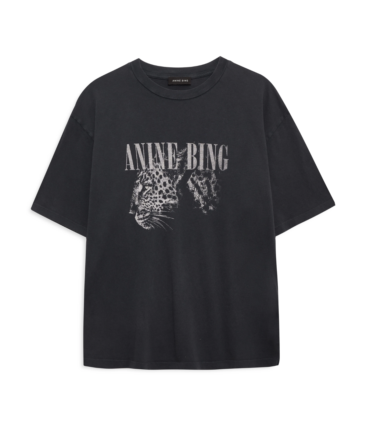 Cohen Leopard Tee in Washed Black