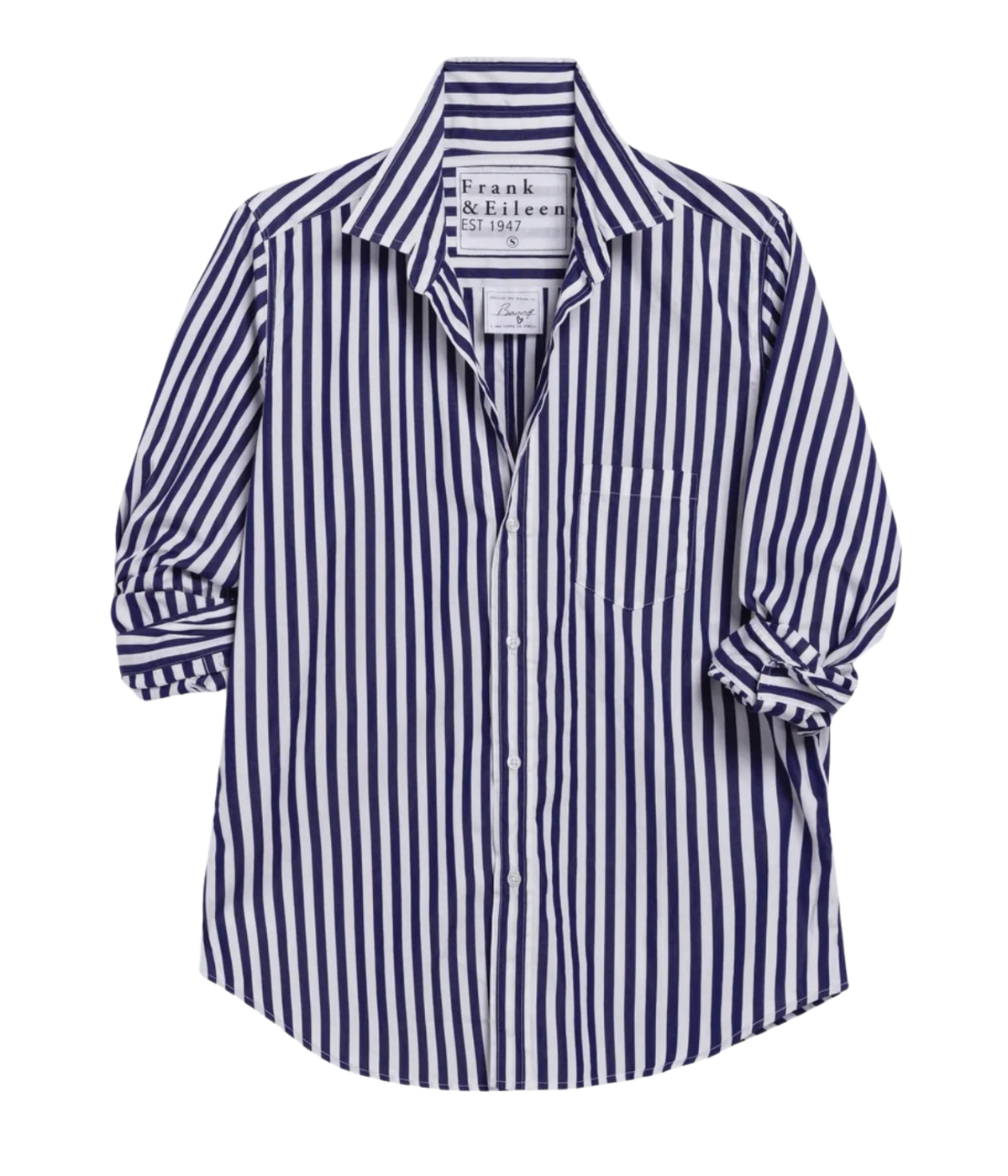 Eileen Relaxed Button Up Shirt In Navy White Stripe
